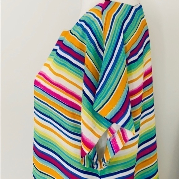 Rachel Zoe Vibrant Multi Stripe Top Sz L - Picture 5 of 11